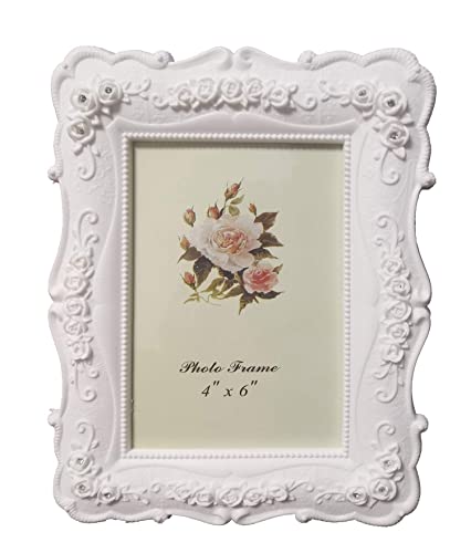 Amoyi Flower Photo Frame Ornate Textured Hand-Crafted Resin Picture Frame With Easel & Hook For Tabletop & Wall Display, Decorative Floral Design Home Décor, Photo Gallery, Art, More (4X6) #TOP21