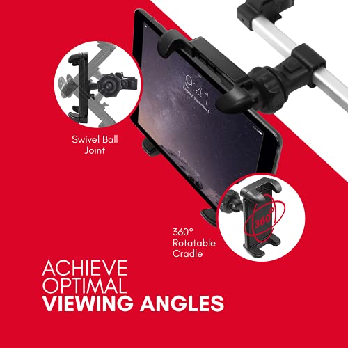 Macally Car Headrest Mount Holder For Apple Ipad Pro / Air / Mini, Tablets, Nintendo Switch, Iphone, & Smartphones 4.5" To 10" Wide With Dual Adjustable Positions And 360° Rotation (Hrmountpro),Silver #TOP3