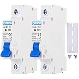 CHONTIG MCB C20 20A Miniature 1 Pole Circuit Breaker 2 Pack with DIN Rail Mount, 120V/240V AC Protection for Solar Panels, RV Power Center, Home Electrical Systems