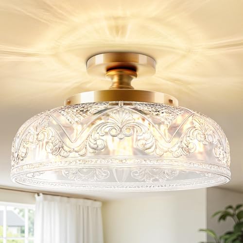 Slypadan Semi Flush Mount Ceiling Light, 12 Inch Large Gold
