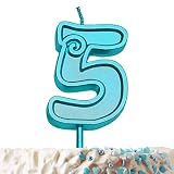 GET FRESH Number 5 Birthday Candle – Green Number Five Candle on Stick – Elegant Green Number Candle