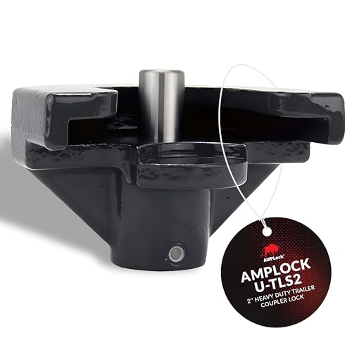 AMPLock U-TLS2 Heavy Duty Trailer Coupler Lock, 2'' RV & Boat Trailer Lock, Anti-Theft Coupler with Flat Lip Design, Push-and-Lock System, 2-Inch Ball Hitch Lock, Trailer Hitch Locks with Keys