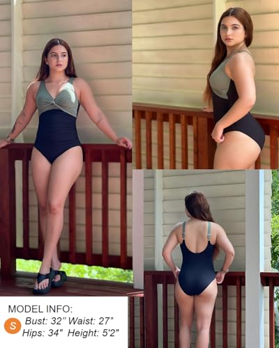 Image of Holipick Women Tummy Control One Piece Swimsuit - Push Up Bathing Suit Full Coverage Slimming Swimwear