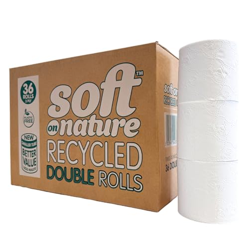 36 Double Rolls | Soft on Nature Eco Toilet Tissue Paper | 3PLY Recycled Sustainable | Plastic Free | UK Made