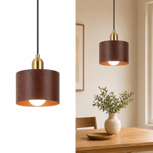JiaYuLangTu Cylindrical Wooden Pendant Light is a Nordic Hanging lamp.