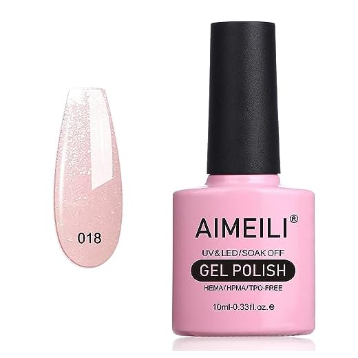 AIMEILI UV LED gellack gel nagellack rosa glitter gel polering – gnistrande grapefrukt (018) 10 ml