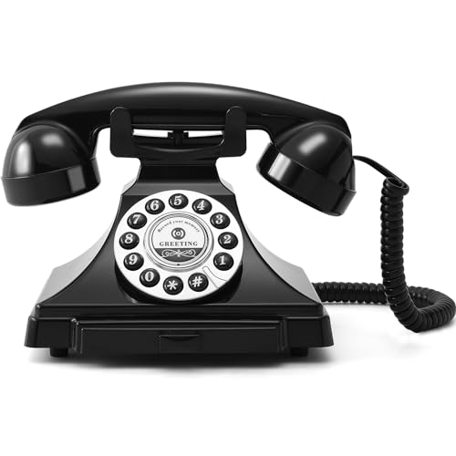 Audio Guest Book Phone Audio GuestBook Weddings Phones Record Customized Audio Messages Guest Book Alternatives Classic Retro Phone for Parties Birthdays Rentals Confessions Special Occasions (Black)