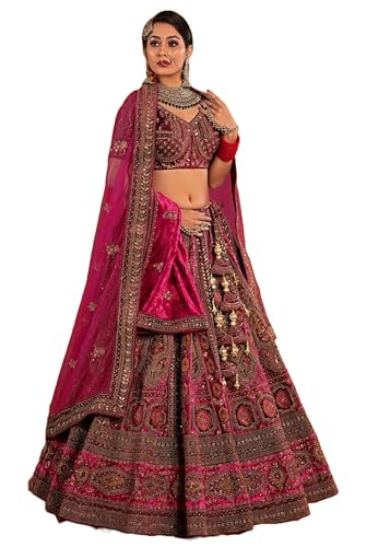 Lehenga 3977 – Bordado pesado de boda para mujer tradicional india (6)
