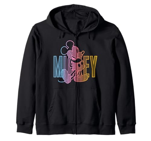 Image of Disney Mickey And Friends Mickey Rainbow Gradient Fill Zip Hoodie
