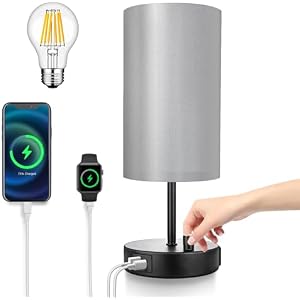 LTBLIGHT 15.75" H Fully Dimmable Bedside Table Lamp with USB Modern Gold