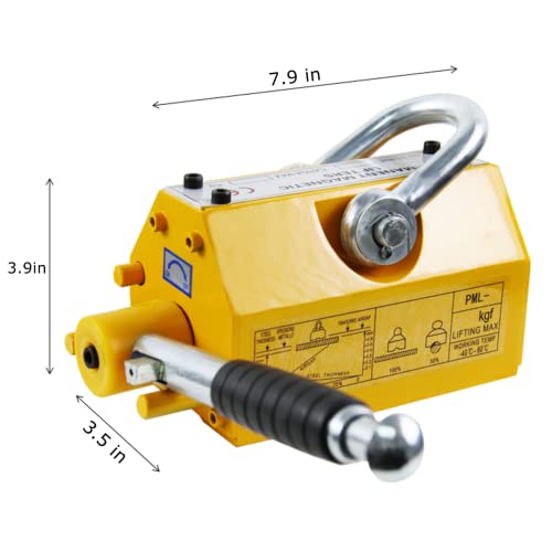 HONYTA Magnetic Lifter, 880 Lbs Lifting Capacity Lifting Magnet with Release Permanent Lift Magnets Steel Magnetic Lifter Magnet for Hoist Used in Shop Crane for Lifting Plate Steel Board - Thumbnail 2