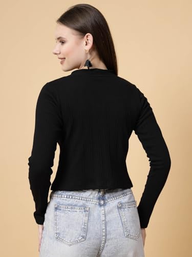 Image of Rigo Casual Wear V Neck Rib Knit Top for Women | Slim Fit Long Sleeves Western Tops for Women