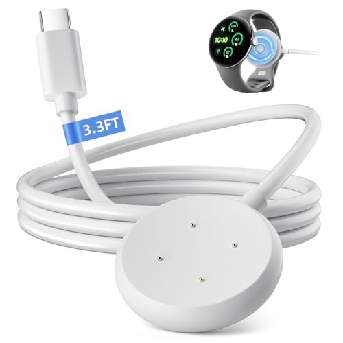iMangoo USB C Cable for Google Watch for Pixel Watch 2 & 3, USB Type C Smartwatch Charger Fast Charging Smartwatch Replacement Backup Charges Cord Wire with Magnetic Magnet Adsorption 3ft White