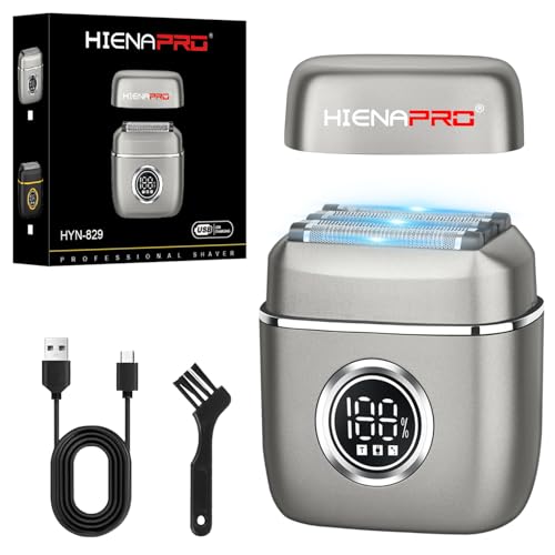 Image of HIENA PRO Electric Foil Shaver for Men, New Upgraded 5 Floating Blades Mini Razor with LED Display, USB-C Rechargeable 100 Min Usage, IPX7 Waterproof Wet/Dry Travel Beard Shaver for Face Shaving