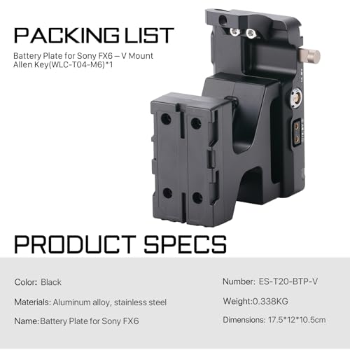 Tilta - Placa de batería Compatible con Sony FX6 V-Mount Adapter ES-T20-BTP-V - imagen 5