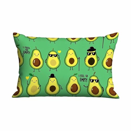 Mugod Throw Pillow Cover Cartoon Different Avocados Baby Green,Cushion Covers Pillowcase for Sofa Couch Bed Chair 20x30 Inches