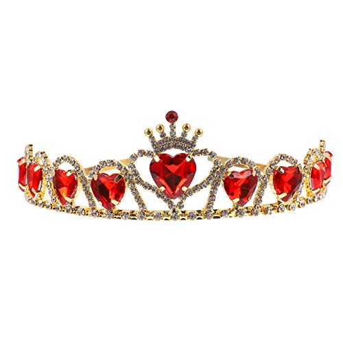 SOLUSTRE Tiara de coração vermelho Descendentes Rainha de Copas Coroa de Casamento, Coroa de Coroa p