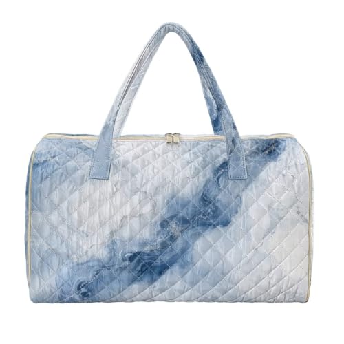 Rchsomd Marble Print Quilted Duffel Bag, Fashion Weekender Bag for Women and Men, Lightweight Overnight Carry On Luggage for Weekend Getaways