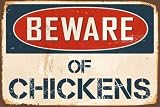 CAEJCCL Beware Of Chickens Metal Tin Sign Warning Sign Safety Signs Aluminum Sign for Home Outdoor G