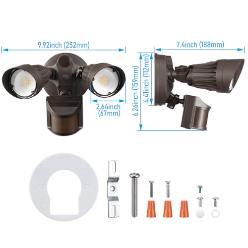 LEONLITE 3CCT LED Security Light, Motion Sensor Outdoor Lights, Dusk to Dawn, ETL Listed, Adjustable Heads, 3000K4000K5000K Selectable, Motion Detector Flood Light, Aluminum, IP65 Waterproof, Bronze by LEONLITE - Image 9