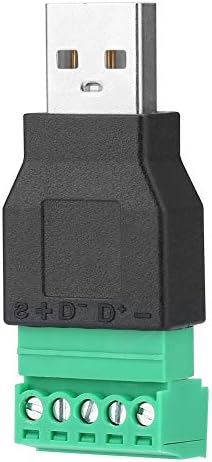 USB Terminal Connector, Screw Terminal Plug, 2 Pcs USB Male Plug to 5 Pin Screw Terminal Adapter Connetor