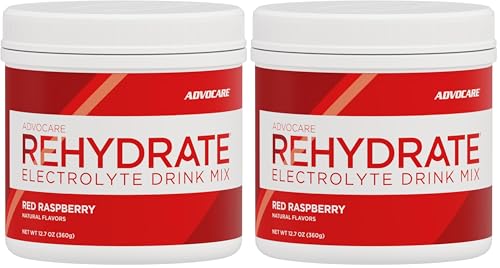 Image of AdvoCare Rehydrate - Electrolyte Drink Mix - Includes Magnesium, Sodium, Potassium & Calcium - Antioxidant & Amino Acid Fortified - Supports Hydration & Recovery - Red Raspberry, 12.7 oz (Pack of 2)