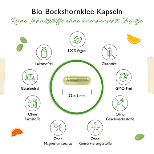 Foto von Bio Bockshornklee Aktiviert - 240 Kapseln - Hochdosiert mit 2800 mg (700 mg je Kapsel) + schwarzer Pfeffer - Bio-Zertifiziert & Laborgeprüft - Vegan