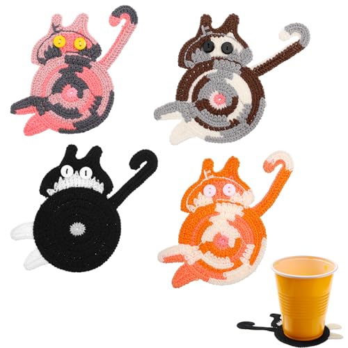 4-Piece Funny Cat Butt Coasters Set