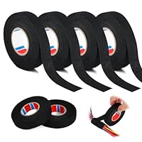 RMIVEGLIA 4 Stückgewebeband schwarz, 19mm x 15m, textilklebeband für stoff, textilband selbstklebend, stoff klebeband, Ideal zum sicheren Isolieren und Bündeln von Drähten..