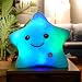 AoHao Dekokissen Kinderzimmer Mädchen LED Leuchtend Stern Kissen, Zierkissen Plüsch mit Füllung, Sofakissen Premium Couchkissen Sternkissen Plüschkissen für Babyzimmer Kinderbett Schlafzimmer(Blau)
