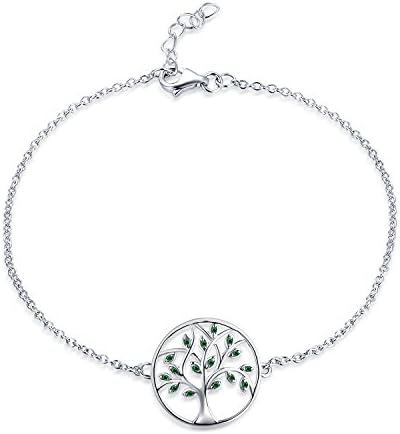 JO WISDOM Women Bracelet,925 Sterling Silver Family Tree of Life Link Bracelet with 3A Cubic Zirconia