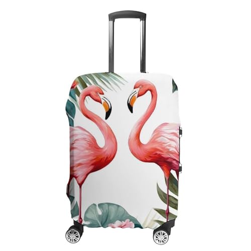 Housse de bagage flamant rose XL pour valise de voyage blanche protection élastique