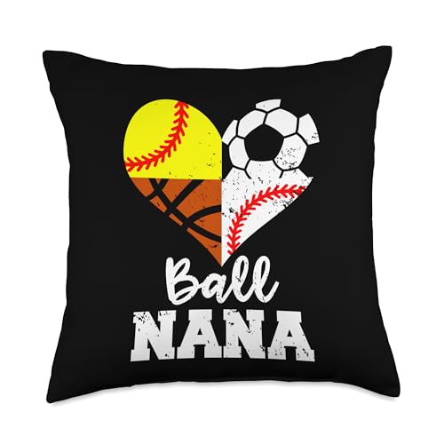Ball Nana Funny Soccer Baseball Softball Basketball Player Throw Pillow