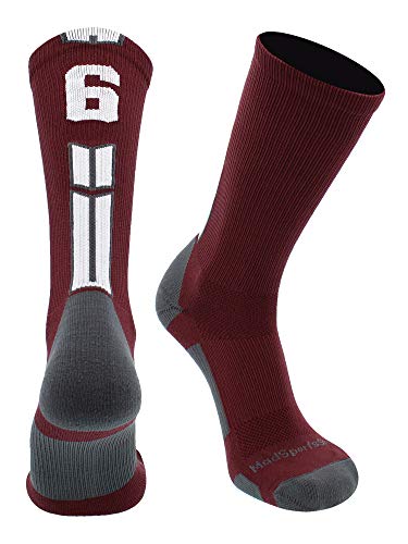MadSportsStuff Maroon Player ID Custom Number Crew Socks for Basketball Lacrosse Volleyball Boys and Girls2