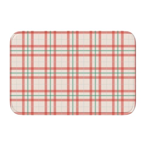玄関マット チェック柄 ピンク バスマット 室内 屋外 足拭きマット カーペット おしゃれ 北欧 滑り止め付き 洗える ベットルーム 浴室 台所 寝室 業務用 家庭用 40×60cm
