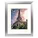 Golden State Art, Satin Silver Color Brushed Aluminum Landscape Or Portrait Photo Picture Frame with Ivory Color Mat & Real Glass (11x14)