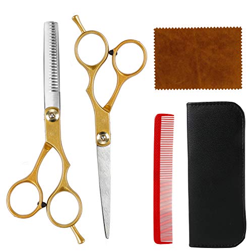 Hairdressing scissors set (Gold) Shears Kit for Home, Salon, Barber 5 Pcs