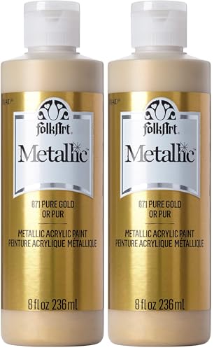 Image of FolkArt Acrylic Paint in Assorted Colors (8 oz), Pure Gold, (Pack of 2)