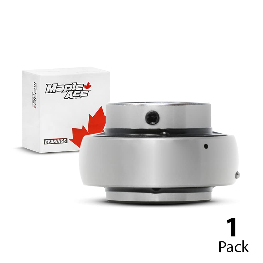 MAPLE ACE UC206-20 Go-Kart Racing Axle Bearing 1-1/4" Bore, Spherical OD with Set Screws and Lubrication Hole