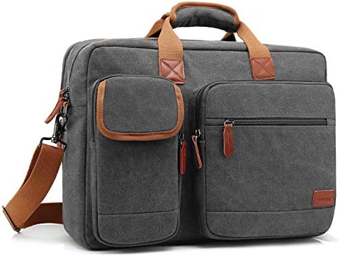 CoolBELL 17.3 Inch Laptop Messenger Bag Briefcase Protective Shoulder Bag Multi-functional Business Hand Bag For Laptop/Ultrabook/Tablet/Macbook/Dell/HP/Men/Women (Canvas Dark Grey)