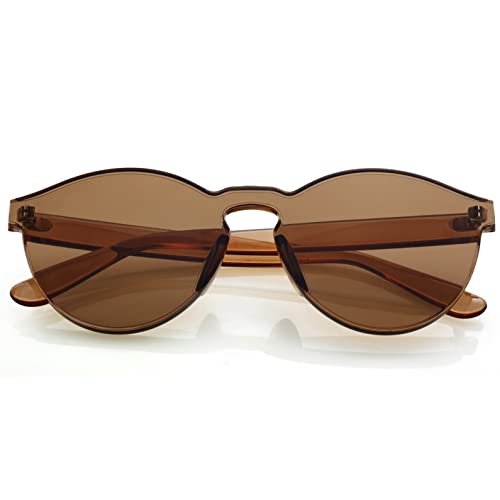 Kursan Colorful One Piece Transparent Round Rimless Sunglasses for Women Men4