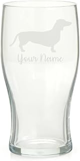 Personalised Dachshund Sausage Dog Engraved Pint Glass, Dog Gift for Women, Gift for Men
