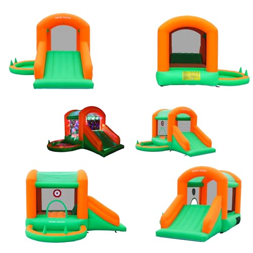 Doctor Dolphin Inflatable Bounce House Kids Bouncy Castle with Party Light for Indoor or Outdoor