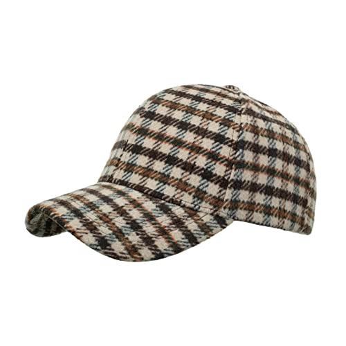 Women Men Plaid Baseball Caps Classic Winter Warm Fleece Sun Hat Adjustable Sunscreen Caps For Travel (A, One Size) #TOP17
