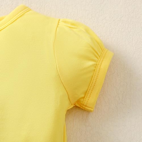 LYSMuch 1-14Y Girls Short Sleeve Shirt Toddler Round Neck T-Shirt Baby Puff Tops Casual Loose Blouse4