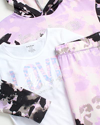 Bebe Girls' Jogger Set - Active Fleece Pullover Sweatshirt, Sweatpants, And Tank Top, Size 4, Tie-Dye Pink #TOP2