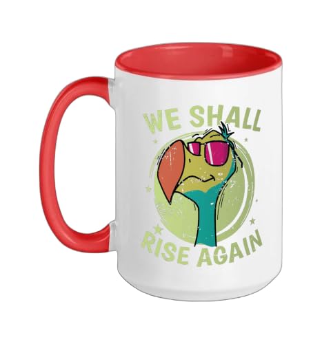 We Shall Rise Again Bird from Mauritius Ceramic Mug, Red/White, 15oz