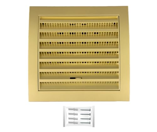 H&C VENT Rejilla Ventilación de │ Extractor de Baño Cocina │ Rejilla Aire Acondicionado Conductos Pared AC Ventilador Tubo PVC │ Cubiertas de Ventilacion (Oro, 190 x 190 mm)