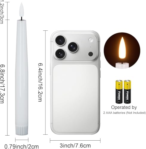 Image of GenSwin Flameless Taper Candles Battery Operated with Timer White