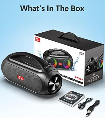 NJSJ Portable Bluetooth Speaker with Deep Bass, 40W IPX6 Waterproof Bluetooth Speakers, Outdoor Wireless Speaker W/RGB Lights, 12H Playtime/Stereo Pairing/Power Bank/USB/AUX for Camping, Party, Beach